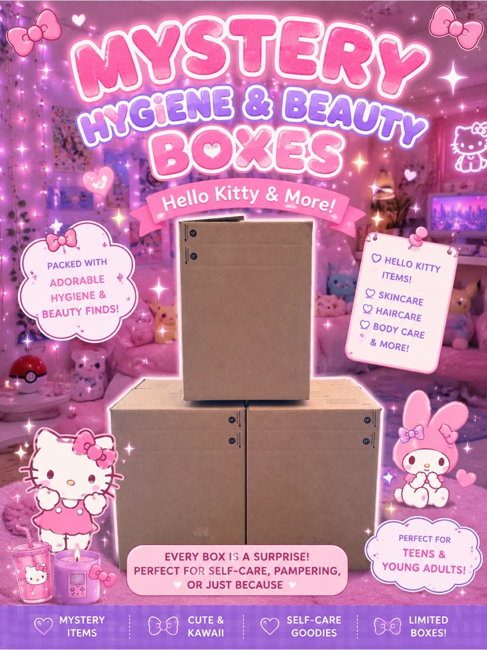 Hello Kitty Pink Mystery Hygiene & Beauty Boxes